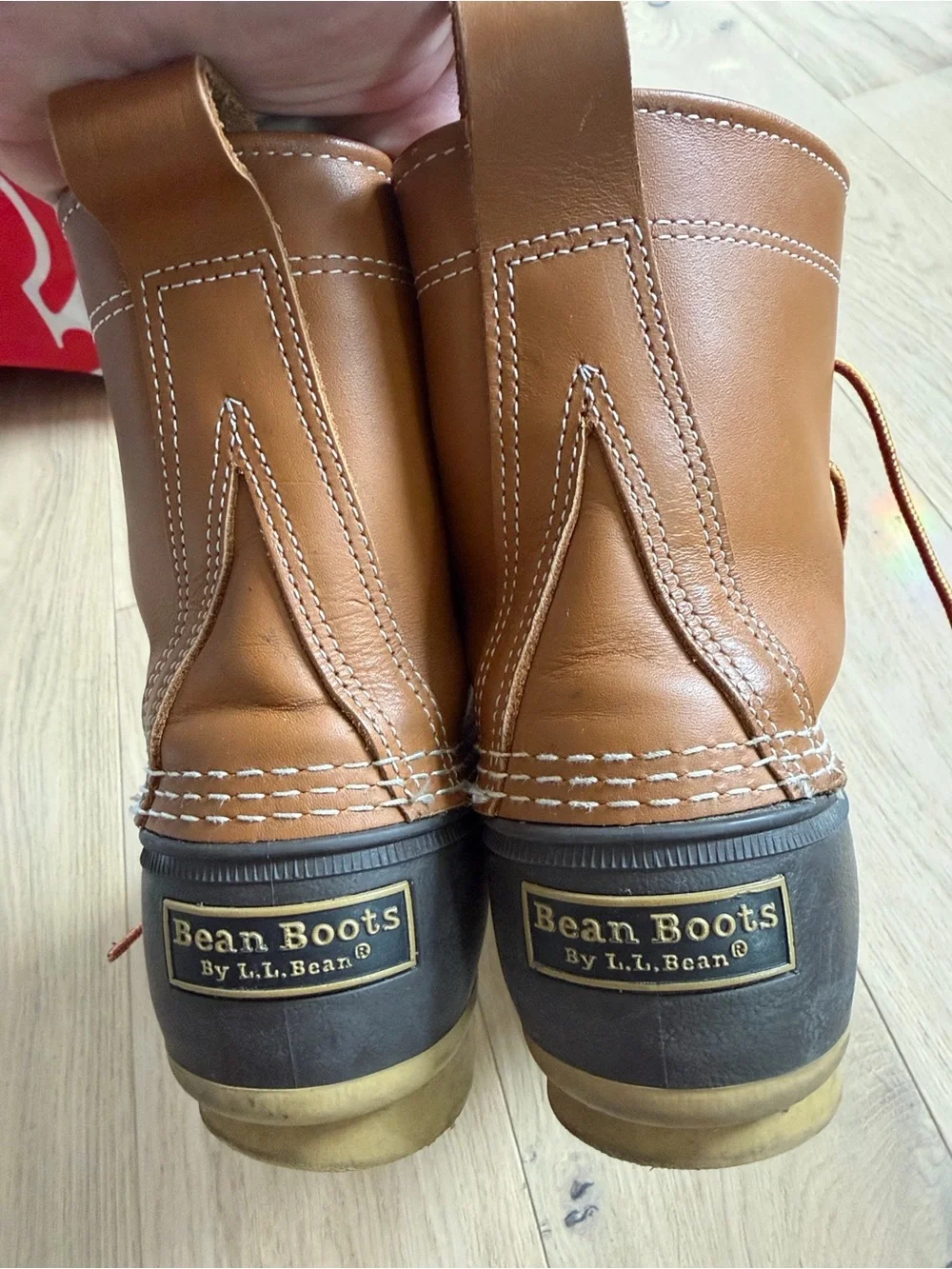 L.L. Bean Brown Leather and Dark Gray/Brown Rubber Duck Boots